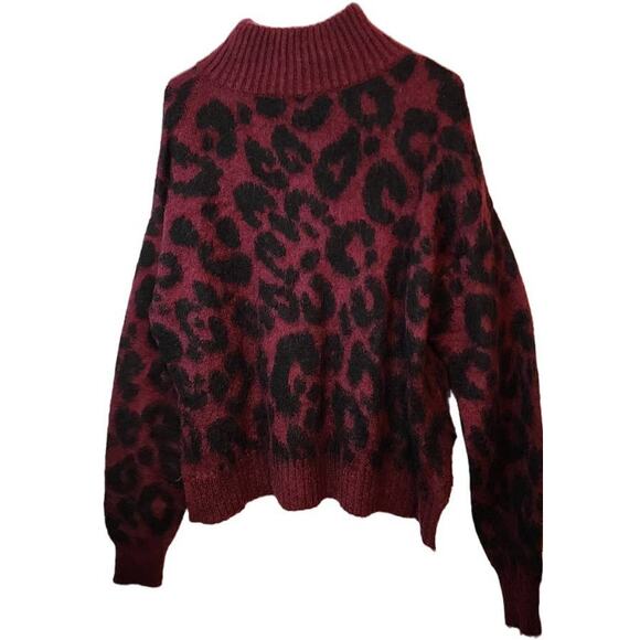 Sweaty Betty Leopard Animal Jacquard Mohair Mock Neck Jumper Sweater Small NEW - Picture 3 of 8